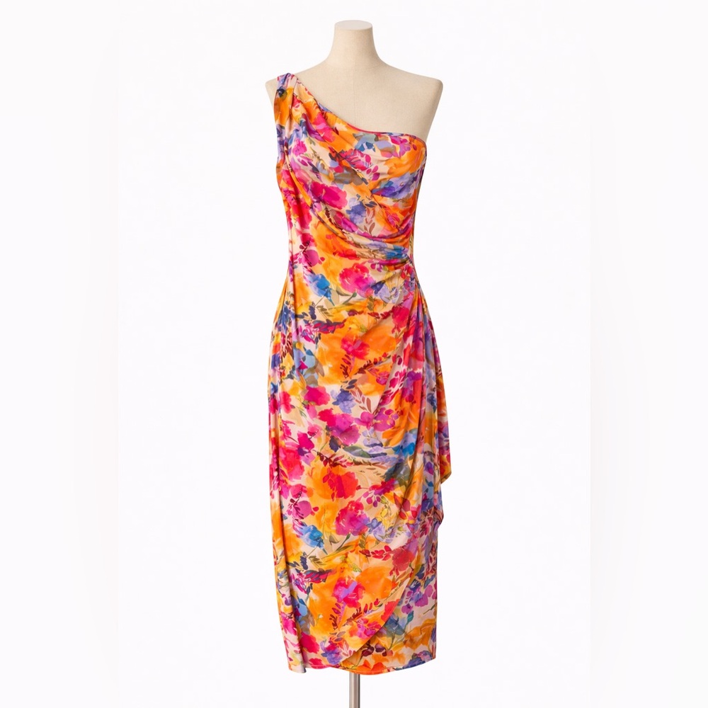 Chiara Boni Vibrant Floral One-Shoulder Dress